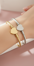 Cable Heart Bangle Bracelet