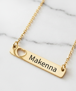 Heart Cutout Horizontal Bar Necklace