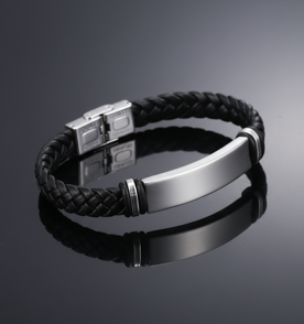 Black Leather Corded Bracelet