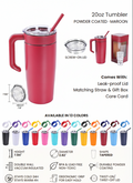 Tumbler, 20 oz, Powder Coated with Handle